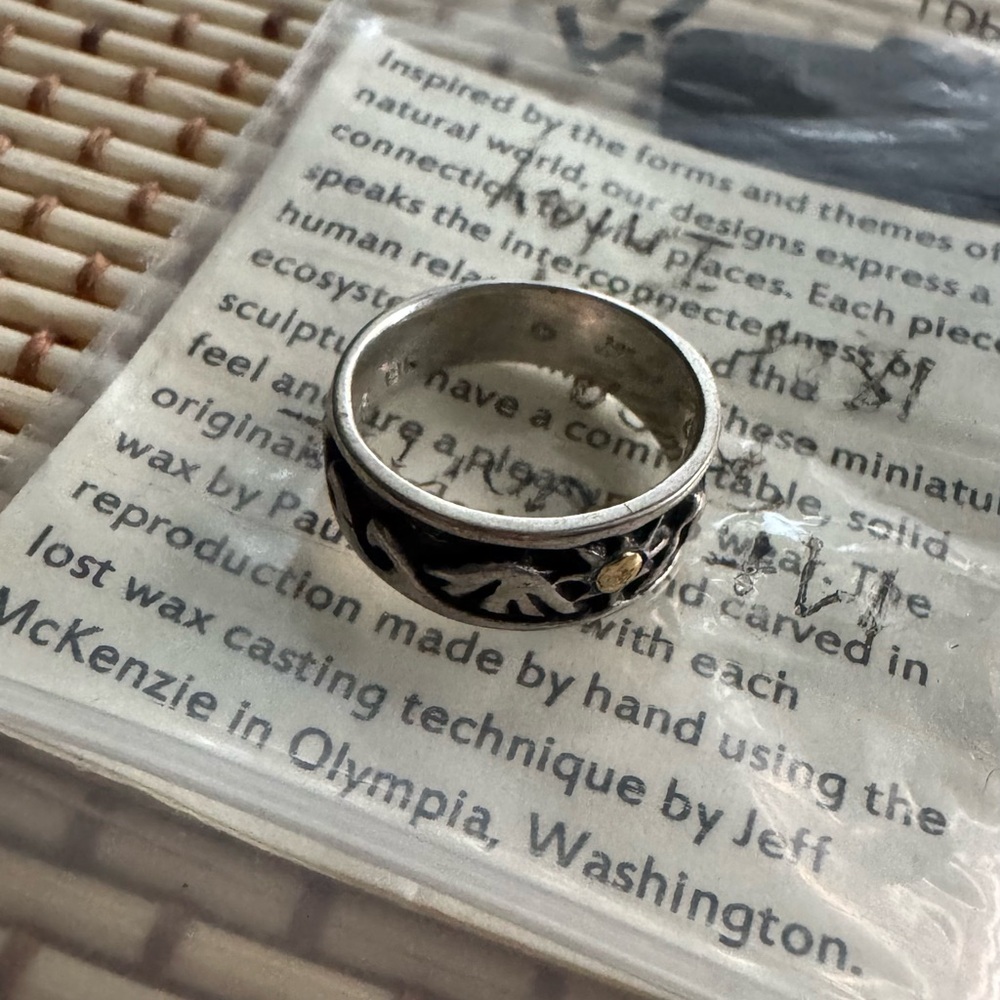 Sterling Silver Sun & Mountain Accent Ring with 18 k Gold Detail - Picture 3 of 12